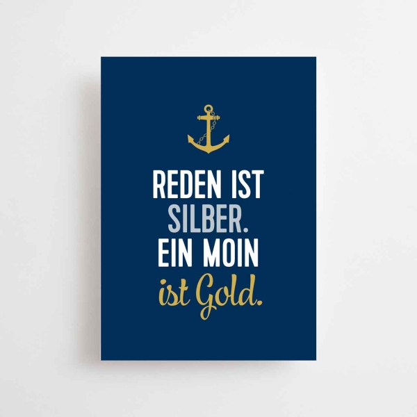 Postkarte - Ein Moin ist Gold
