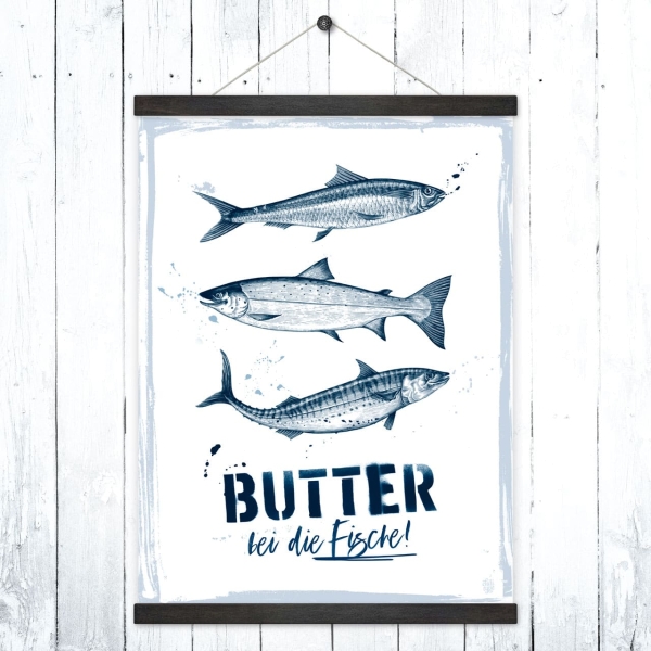 Poster A3 + Posterleisten im Set Butter bei die Fische