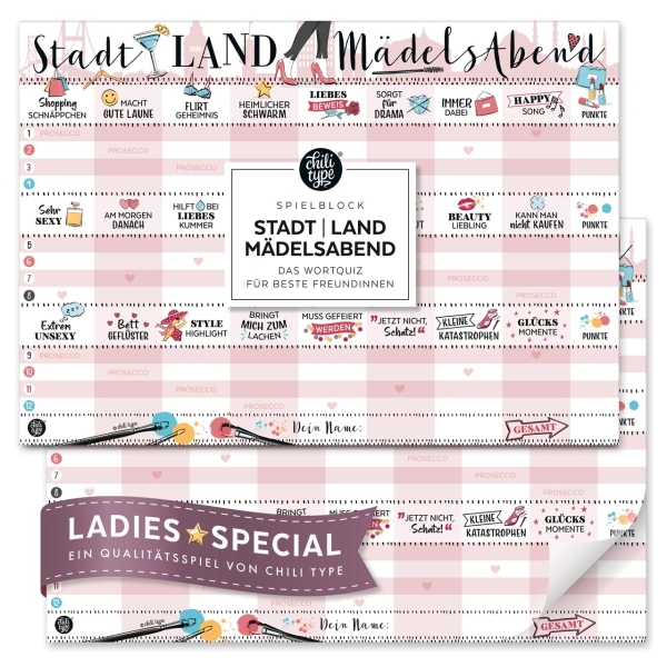 Stadt-Land-Mädelsabend – Spiel und Geschenkidee für Freundinnen