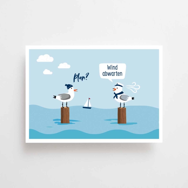 Postkarte - Wind abwarten