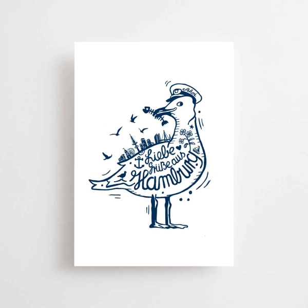 Postkarte - Liebe Hamburg Grüße