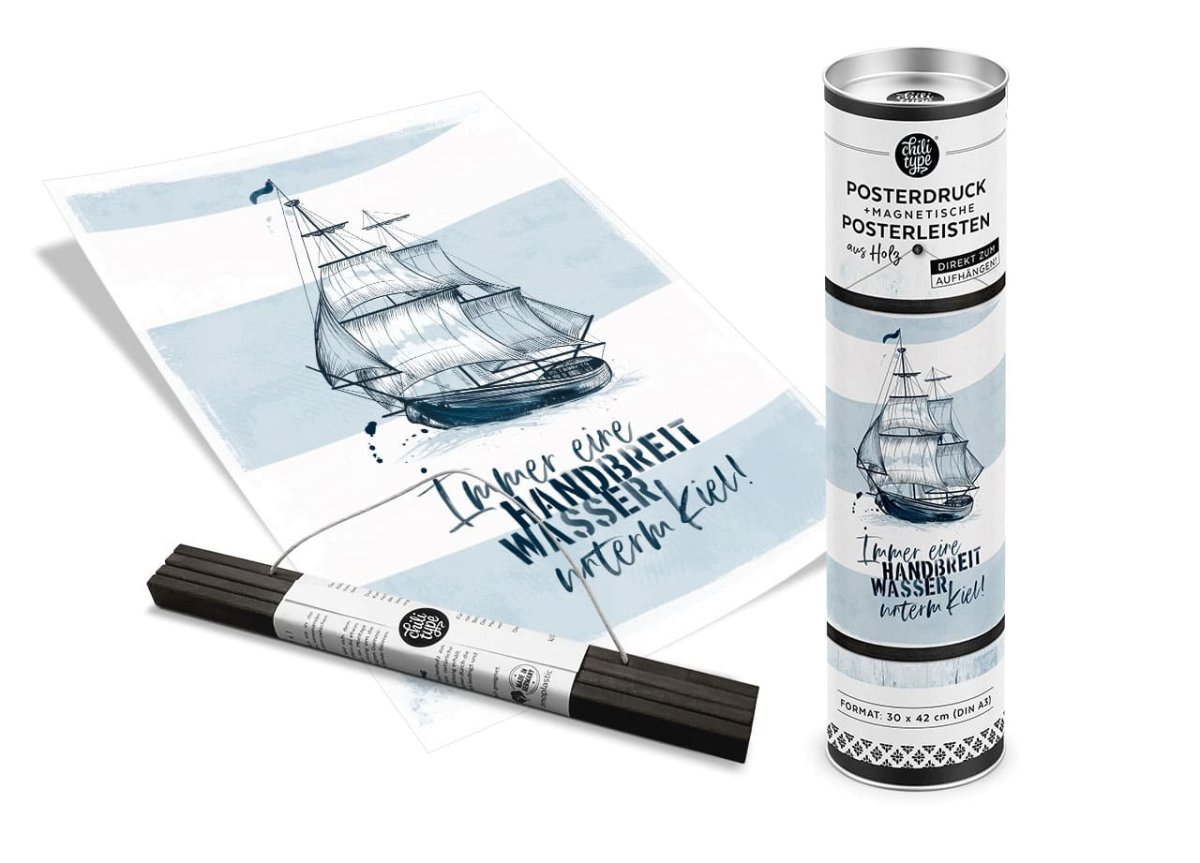 Eine Handbreit Wasser Unterm Kiel Text Maritimes Poster | Handbreit Wasser unterm Kiel | Segelboot | chili type